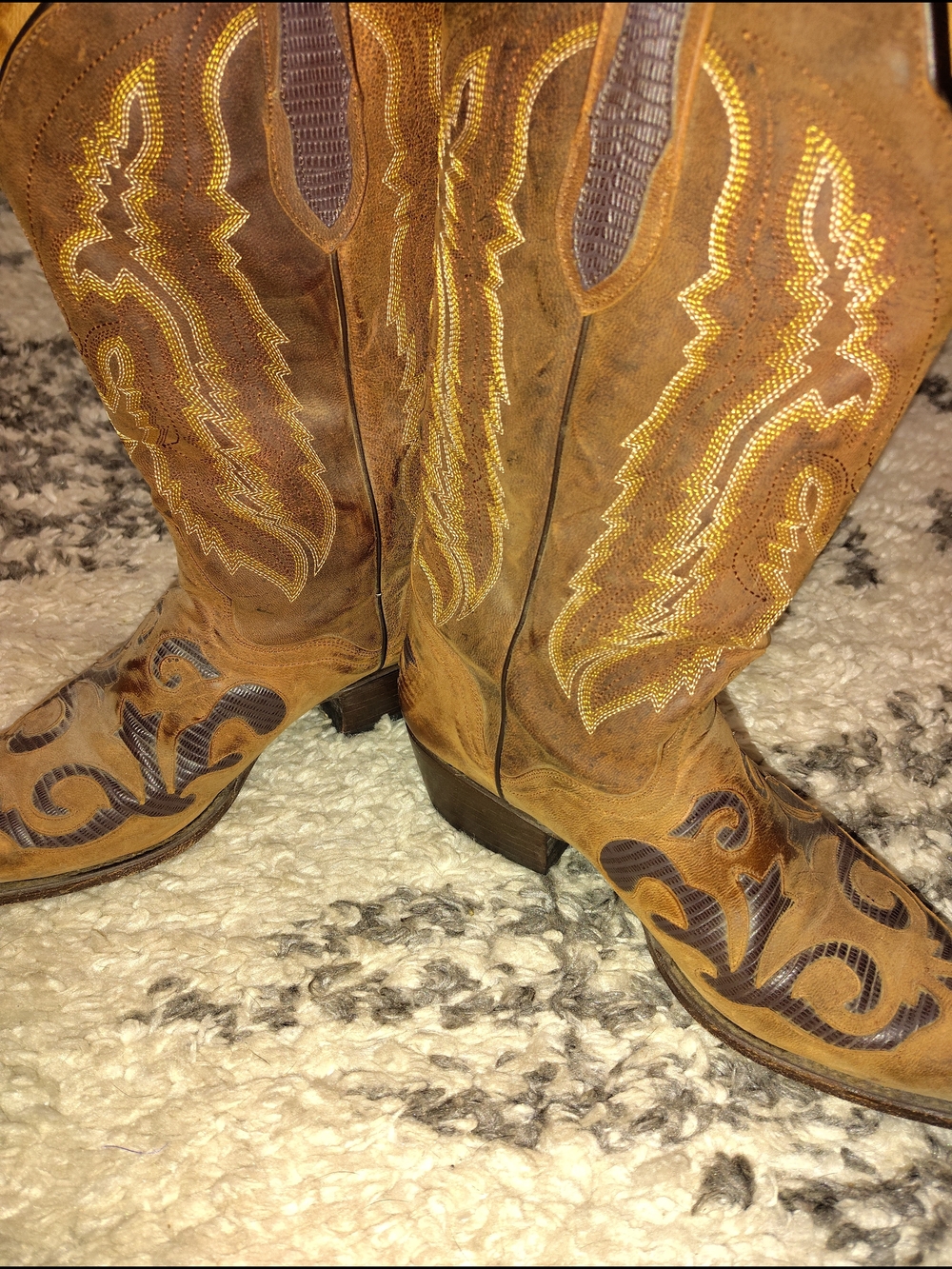 J.B. Dillon Brown and Gold Western Cowboy Boots